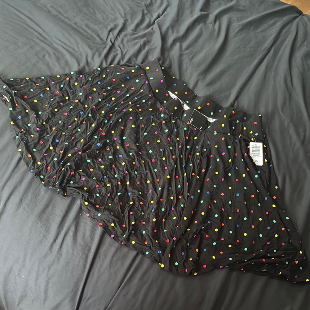 Jersey Knit Torrid 2x polka Dot Skater Skirt Rainbow